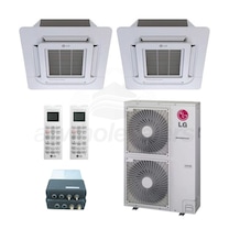 LG Ceiling Cassette 2-Zone LGRED° Heat System - 42,000 BTU Outdoor - 18k + 18k Indoor - 20.5 SEER