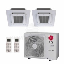 LG Ceiling Cassette 2-Zone LGRED° Heat System - 30,000 BTU Outdoor - 12k + 12k Indoor - 20 SEER