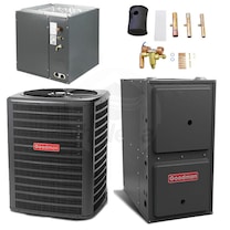 Goodman - 3.0 Ton Cooling - 80k BTU/Hr Heating - Heat Pump + Furnace Kit - 14.5 SEER - 96% AFUE - For Downflow Installation