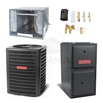 Goodman - 1.5 Ton Cooling - 30k BTU/Hr Heating - Air Conditioner + 2-Stage Furnace Kit - 13.5 SEER - 96% AFUE - For Horitzontal Installation