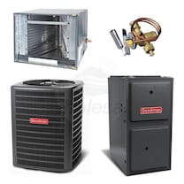 Goodman - 1.5 Ton Cooling - 30k BTU/Hr Heating - Air Conditioner + 2-Stage Furnace Kit - 16.0 SEER - 96% AFUE - For Horitzontal Installation
