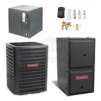 Goodman - 4.0 Ton Cooling - 80k BTU/Hr Heating - Two-Stage Heat Pump + Furnace Kit - 17.0 SEER - 96% AFUE - For Downflow Installation