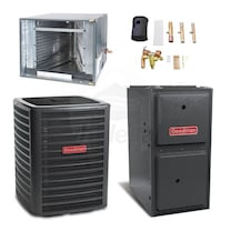 Goodman - 4.0 Ton Cooling - 100k BTU/Hr Heating - Two-Stage Heat Pump + Furnace Kit - 17.0 SEER - 96% AFUE - For Horizontal Installation