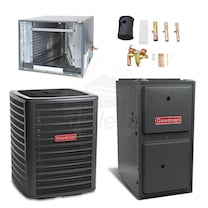 Goodman - 5.0 Ton Cooling - 120k BTU/Hr Heating - Two-Stage Heat Pump + Furnace Kit - 16.0 SEER - 96% AFUE - For Horizontal Installation