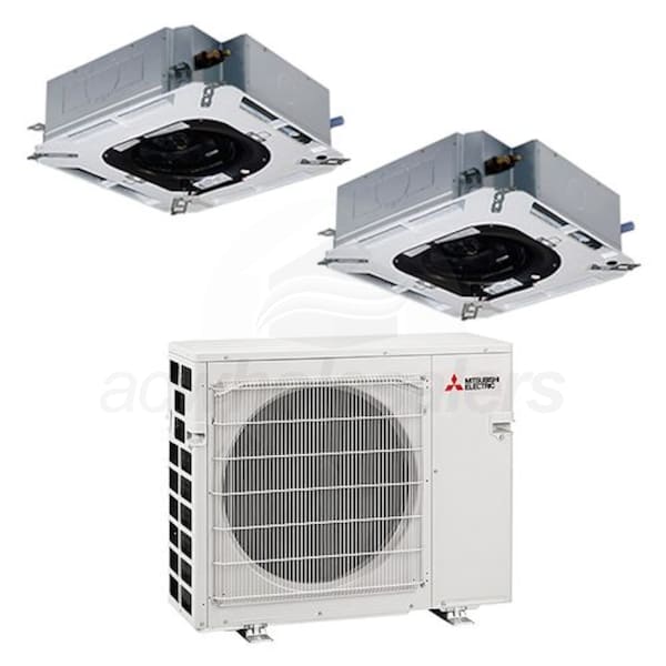 Mitsubishi MXZ-3C24NA2 SLZ-KF15NA.TH-NG SLZ-KF09NA. Ceiling Cassette 2-Zone  System - 24,000 BTU Outdoor - 9k + 15k Indoor - 20 SEER
