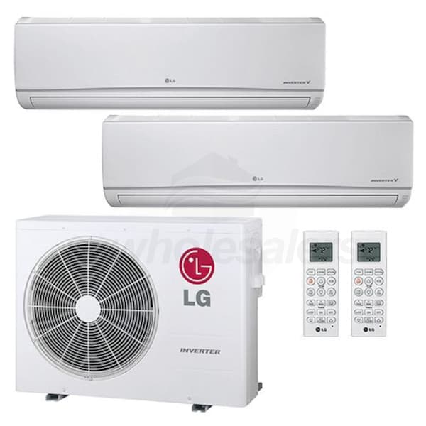 LG LMU24CHV LMN078 LMN248HVT 31,000 BTU 20 SEER Ductless Dual Zone Heat  Pump System 7+24