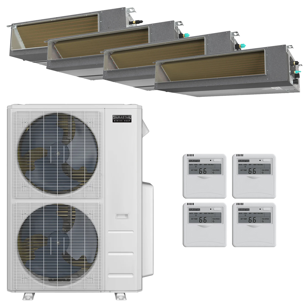 Durastar DRA5L55D09181824 Sirius Heat™ Concealed Duct 4-Zone System -  55,000 BTU Outdoor - 9k + 18k + 18k + 24k Indoor - 18.8 SEER2