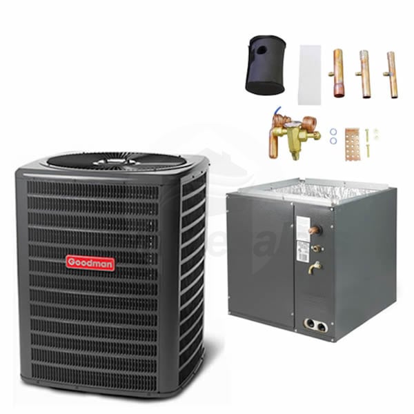 Goodman 2 Ton 15 Seer Air Conditioning System with Upflow//Downflow Evaporator Coil